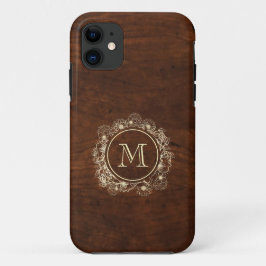 Rustig gouden monogram hout Case-Mate iPhone case