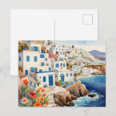 Rustig Grieks Gevist Dorp Griekenland Zee Waterver Feestdagenkaart (Voorkant / Achterkant)