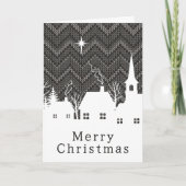 Rustig Grijs Argyle Brei Kerst Dorp Kaart (Voorkant)