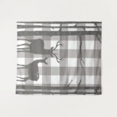Rustig Grijs Buffalo Plaid Geruite Hert & Berk Wandkleed (Voorkant (horizontaal))