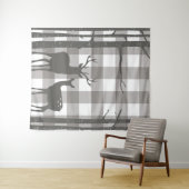 Rustig Grijs Buffalo Plaid Geruite Hert & Berk Wandkleed (In Situ (horizontaal))
