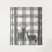 Rustig Grijs Buffalo Plaid Geruite Hert & Berk Wandkleed (Voorkant)