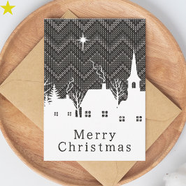 Rustig Grijs Chevron Brei Kerstmis Dorp Kaart