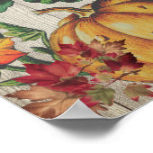 Rustig grijs hout herfst oranje pompoenen herfstbl poster (Hoek)