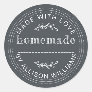Rustig Grijs Houtskool Gebakken Producten van Eige Ronde Sticker
