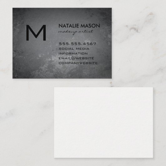 Rustig grijs monogram visitekaartje (Voorkant / Achterkant)