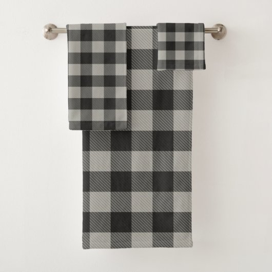 Rustig grijze Buffalo Plaid Bad Handdoek (Insitu)