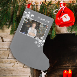 Rustig grijze sneeuwvlok aangepaste foto  kleine kerstsok