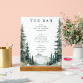 Rustig Groen Aquarel Berg Bar Menu Acryl Bord (Huwelijk)