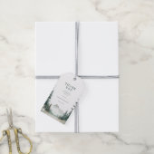 Rustig groen aquarel berglandschap cadeaulabel (Met Touw)