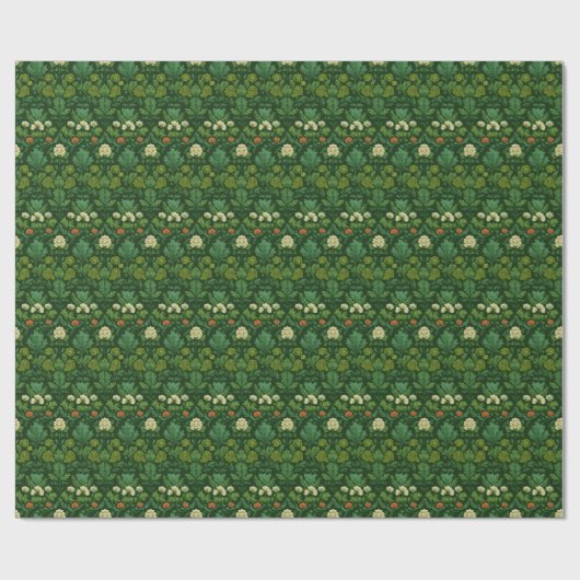 Rustig groen bloem botanisch cadeaupapier (Vlak)