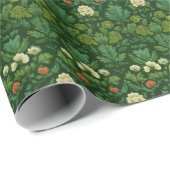 Rustig groen bloem botanisch cadeaupapier (Rol Hoek)