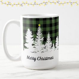 Rustig groen Buffalo Plaid bos Kerstmis  Koffiemok