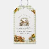 Rustig groen Gingham Ze is net van de markt Cadeaulabel (Voorkant)
