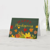 Rustig Groen Hout Herfstbladeren Thanksgiving Bedankkaart (Voorkant)