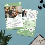 Rustig groen laat wellness promo kleine bedrijven flyer<br><div class="desc">Groene en witte marketingflyers voor uw kleine bedrijf gepersonaliseerd met uw logo, foto's, QR-code en aangepaste tekst met groene takjes met eenvoudige bladeren in zachte tinten groen. Gepersonaliseerde promo flyers voor uw kleine bedrijf, misschien therapie, counseling, wellness en meer. Voeg foto's, adres, sociale media, telefoonnummer en alle informatie toe die...</div>