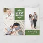 Rustig Groen Prettig Kerstfeest 3 Foto Collage Feestdagenkaart (Voorkant)
