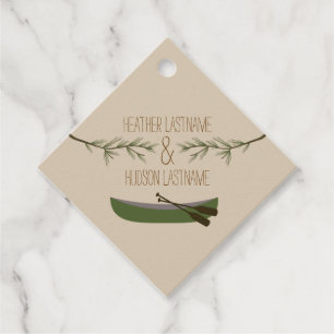 Rustig Groenblijvende Takken Canoe Trouwen Bedankjes Labels