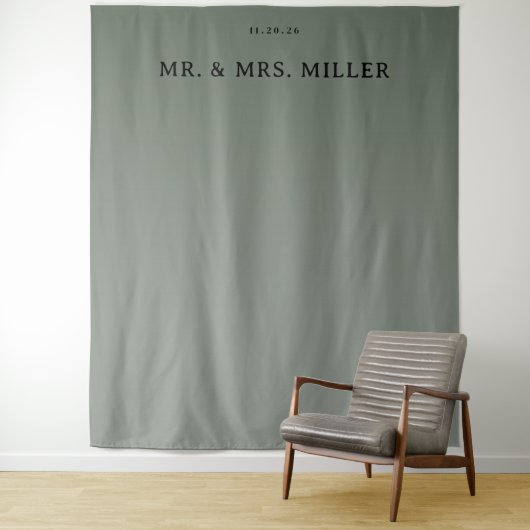 Rustig Groene Minimalistische Typografische Wandkleed (In situ)