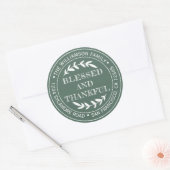 Rustig Happy Thanksgiving retouradres groen Ronde Sticker (Envelop)