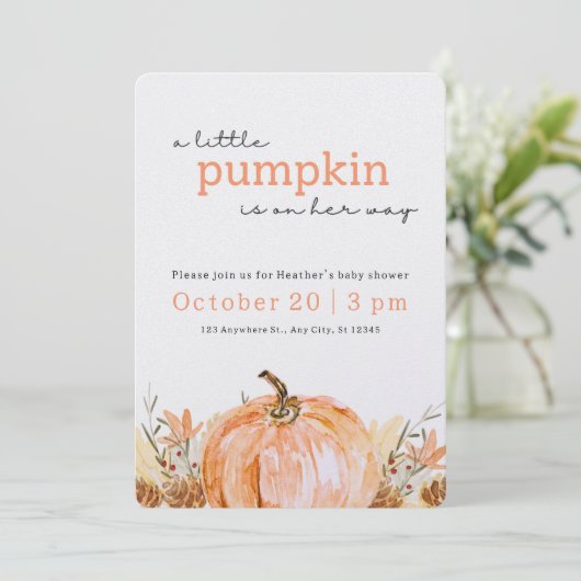 RUSTIG! Herfst Baby shower Invitation - Details to Kaart (Staand voorkant)