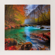 Rustig herfst rivierlandschap