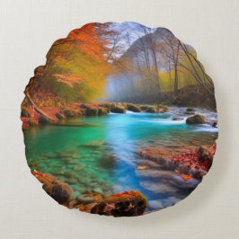 Rustig herfst rivierlandschap rond kussen