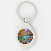 Rustig herfst rivierlandschap sleutelhanger (Voorkant)