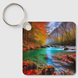 Rustig herfst rivierlandschap sleutelhanger