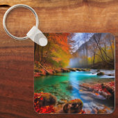 Rustig herfst rivierlandschap sleutelhanger (Voorkant)