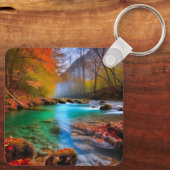 Rustig herfst rivierlandschap sleutelhanger (Achterkant)