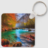 Rustig herfst rivierlandschap sleutelhanger (Achterkant)