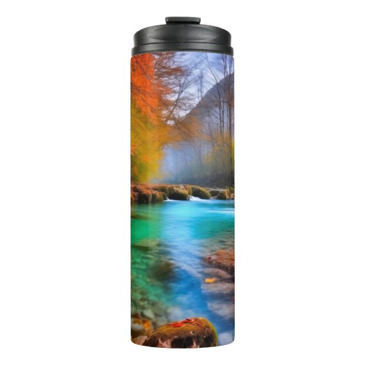 Rustig herfst rivierlandschap thermosbeker (Voorkant)