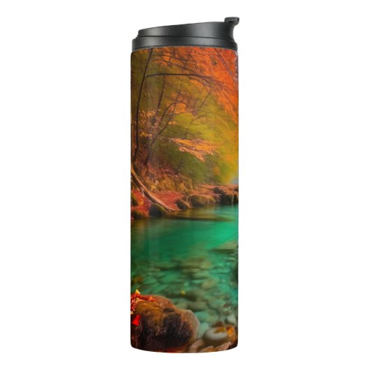 Rustig herfst rivierlandschap thermosbeker (Gedraaid links)
