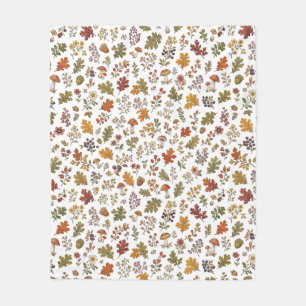Rustig Herfstblad Paddenstoel Bos Patroon Fleece Deken