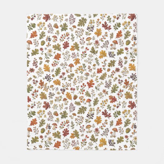 Rustig Herfstblad Paddenstoel Bos Patroon Fleece Deken (Voorkant)
