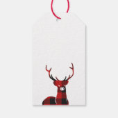 Rustig herten buffel geruit schrift Kerstmis Cadeaulabel (Achterkant)