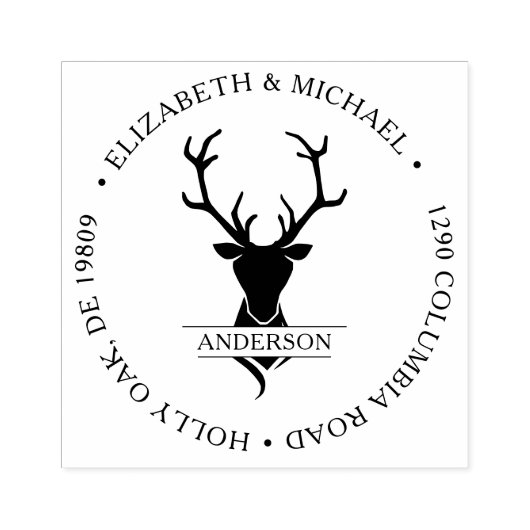 Rustig hertengewei met monogram rubberstempel (Afrduk)