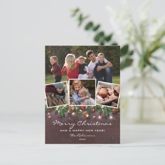 Rustig hout 4 foto Kerstvakantie Briefkaart (Staand voorkant)