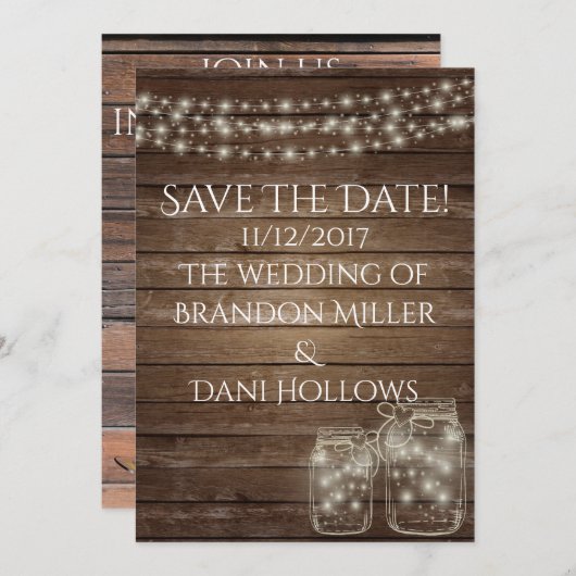 Rustig hout bespaart de datum save the date (Voorkant / Achterkant)