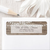 Rustig hout en snaarlampen retouradres etiket (Insitu)