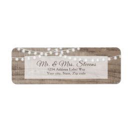 Rustig hout en snaarlampen retouradres etiket