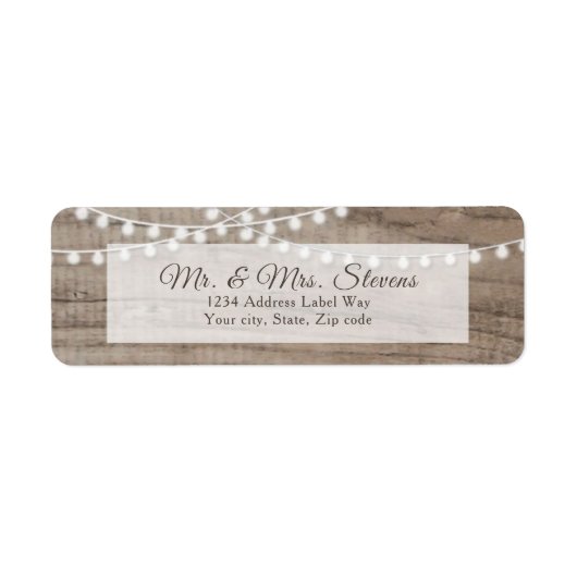 Rustig hout en snaarlampen retouradres etiket (Voorkant)