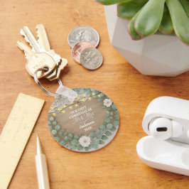 Rustig hout & Eucalyptus Mijnheer & Mevrouw Kerstm Sleutelhanger