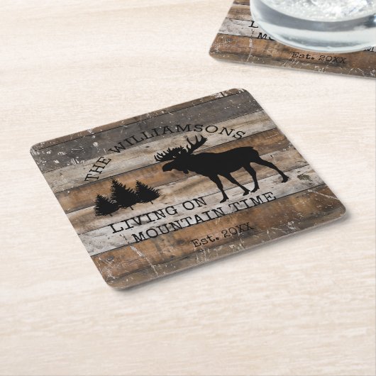 Rustig hout in nood, levend op bergtijd kartonnen onderzetters (Schuin)