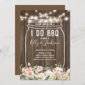 rustig hout , jar , ik doe bbq party suitnodiging kaart (Voorkant / Achterkant)