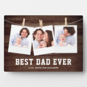 Rustig houten Beste papa ooit 3 foto collage Fotoplaat (voorkant)