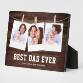 Rustig houten Beste papa ooit 3 foto collage Fotoplaat (Zijkant)