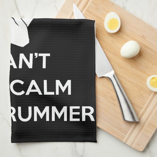 Rustig, ik ben een drummer, ik kan niet rustig bli theedoek (Quarter Fold)