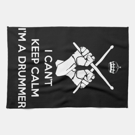 Rustig, ik ben een drummer, ik kan niet rustig bli theedoek (Horizontaal)